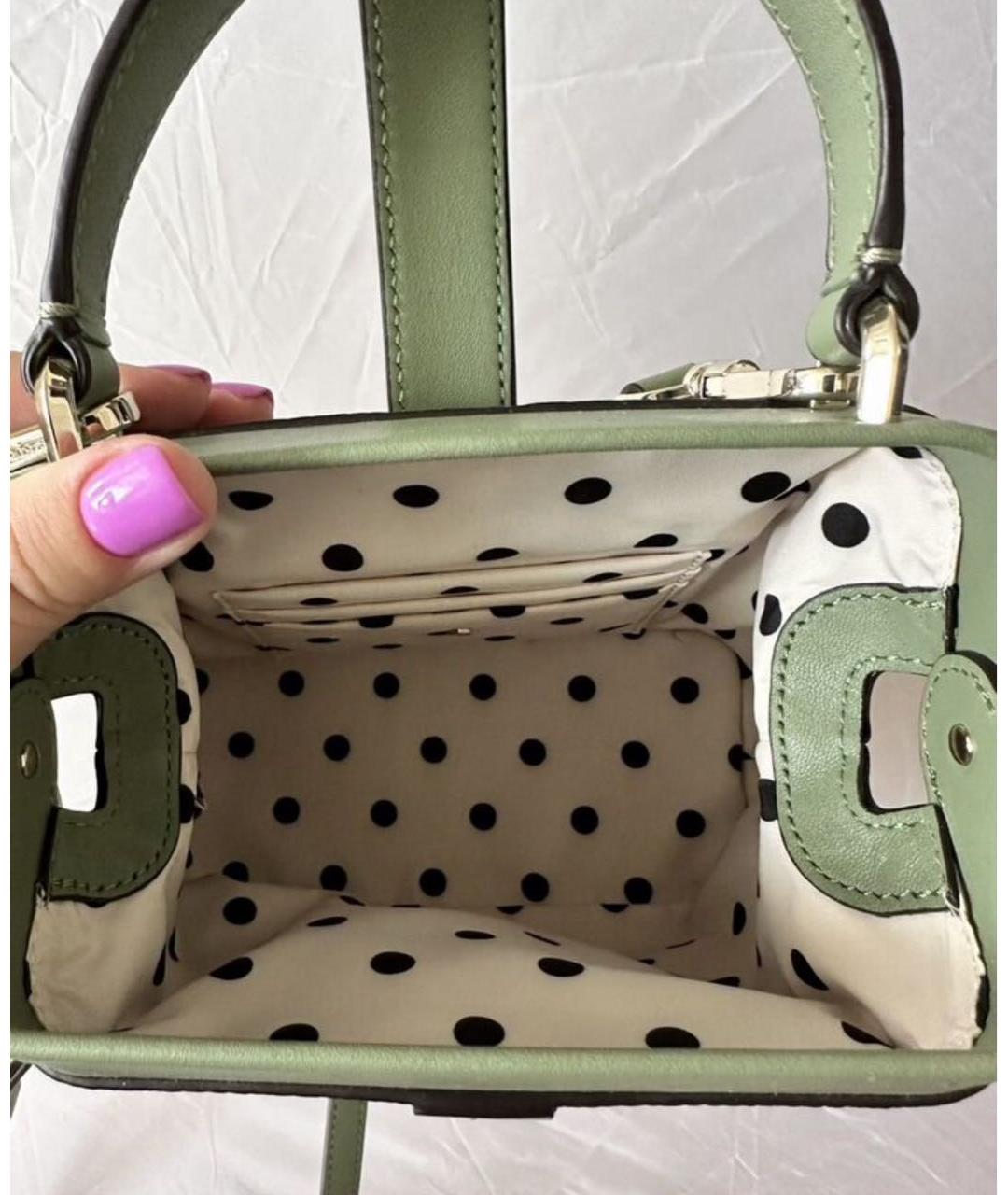 KATE SPADE Хаки кожаная сумка с короткими ручками, фото 5