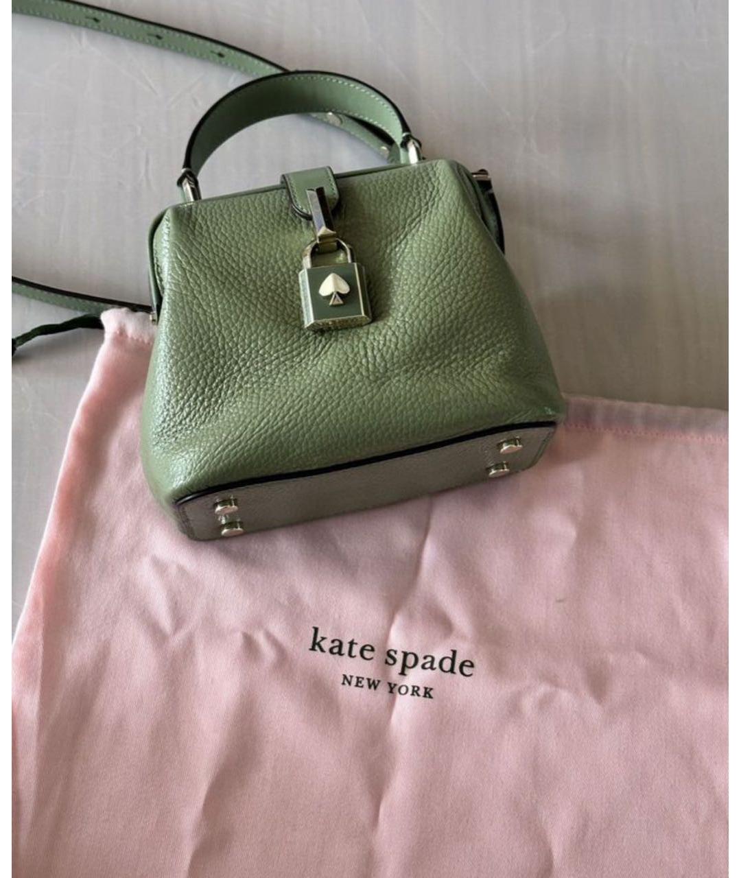 KATE SPADE Хаки кожаная сумка с короткими ручками, фото 3