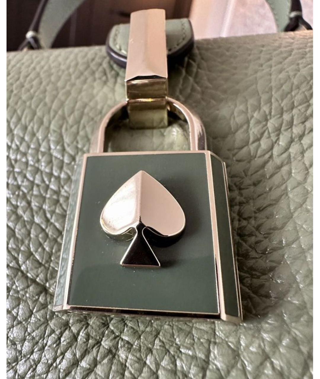 KATE SPADE Хаки кожаная сумка с короткими ручками, фото 6