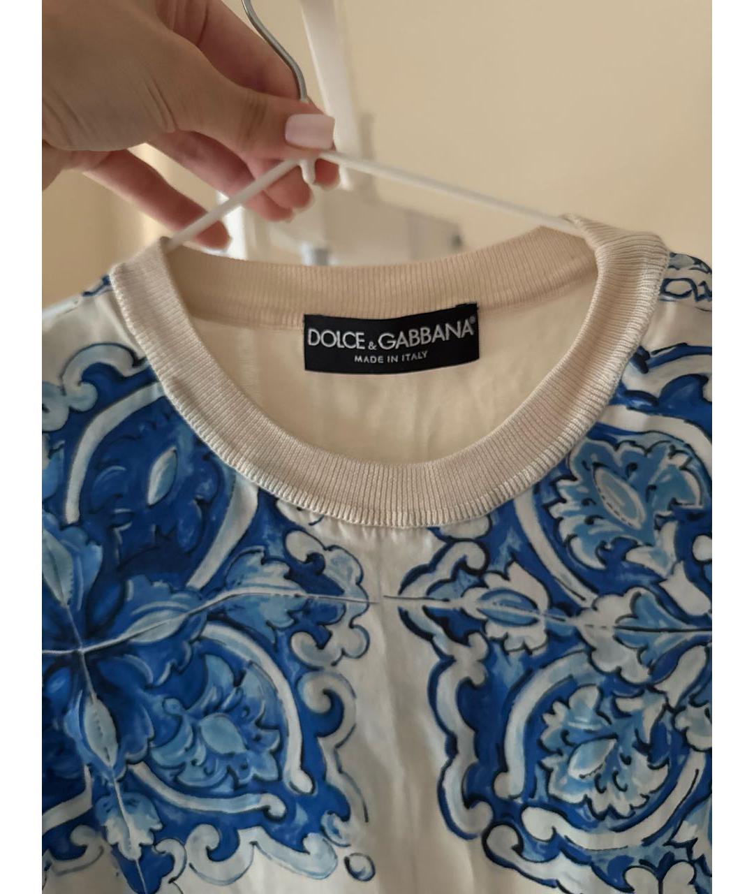 DOLCE&GABBANA Белая шелковая футболка, фото 3