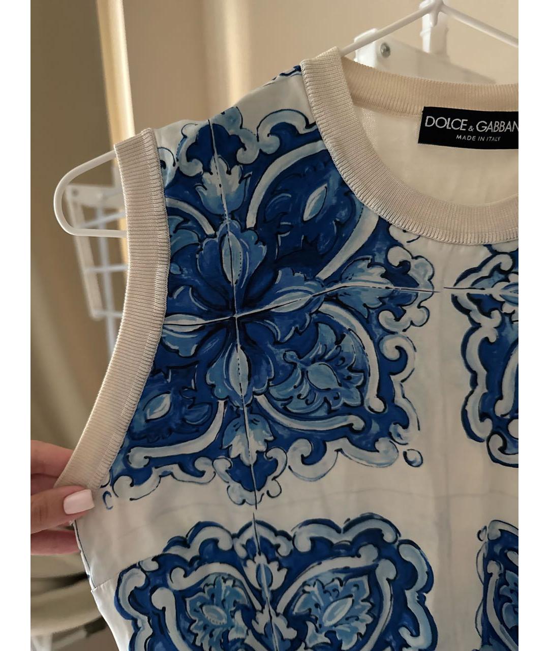 DOLCE&GABBANA Белая шелковая футболка, фото 4