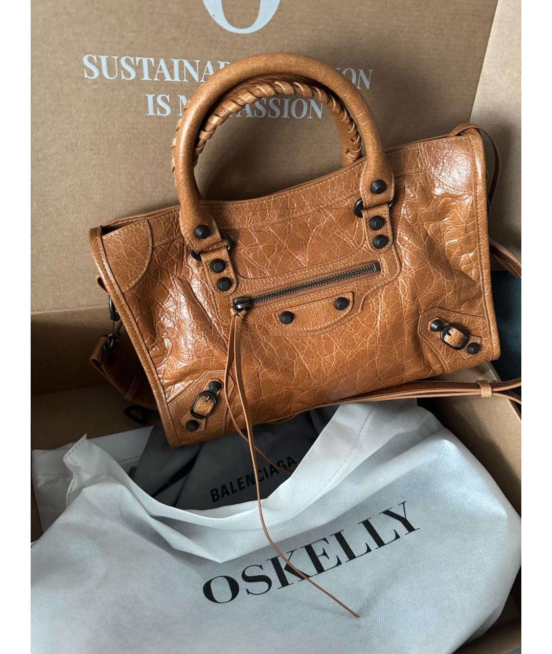 BALENCIAGA Коричневая кожаная сумка через плечо, фото 3