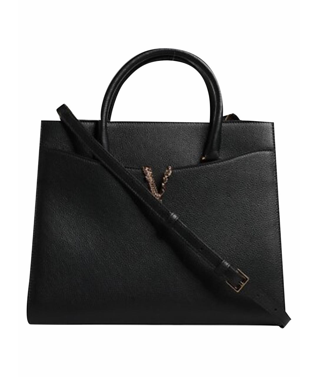VERSACE Черная кожаная сумка тоут, фото 1