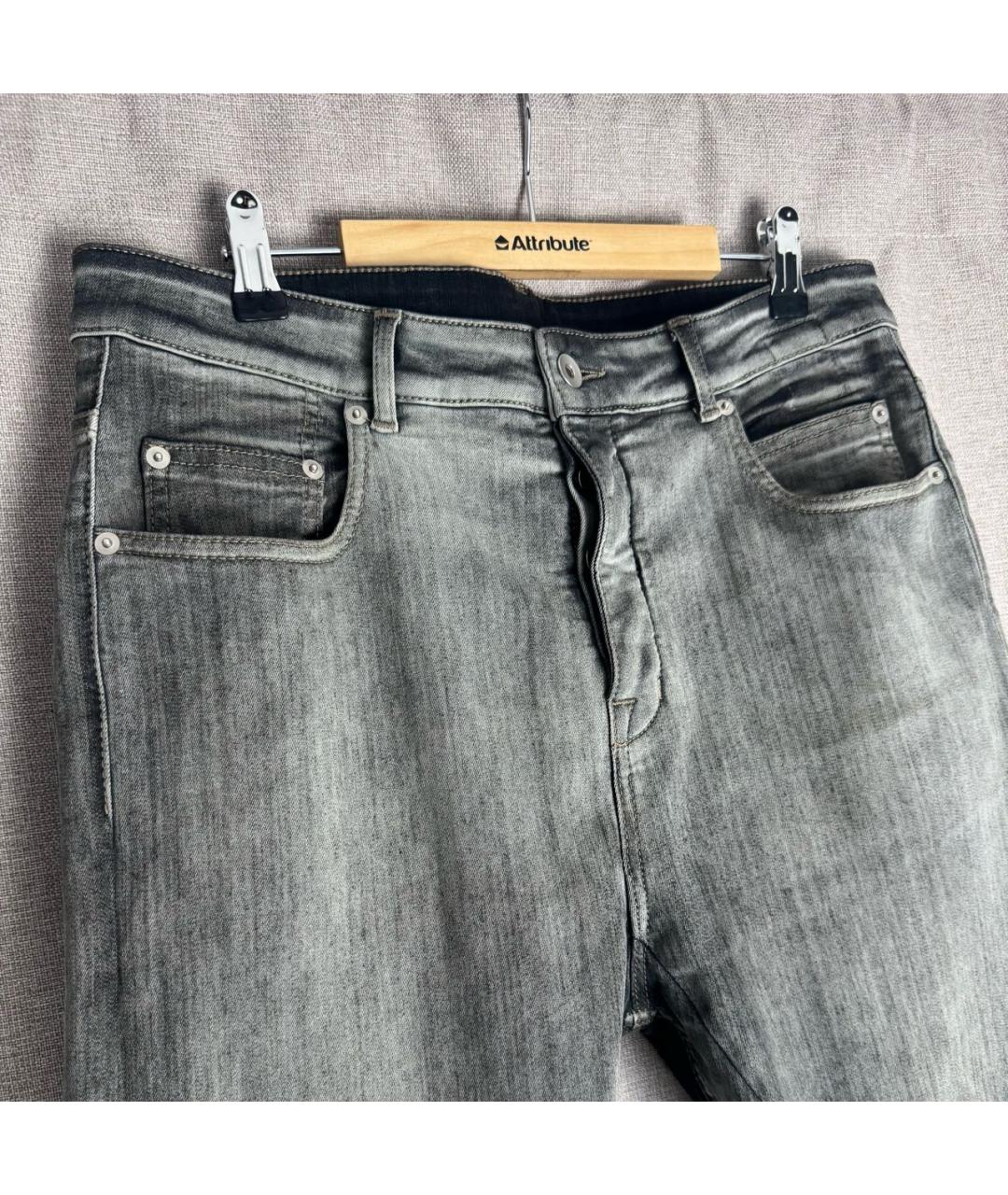RICK OWENS DRKSHDW Серые хлопко-эластановые джинсы скинни, фото 3