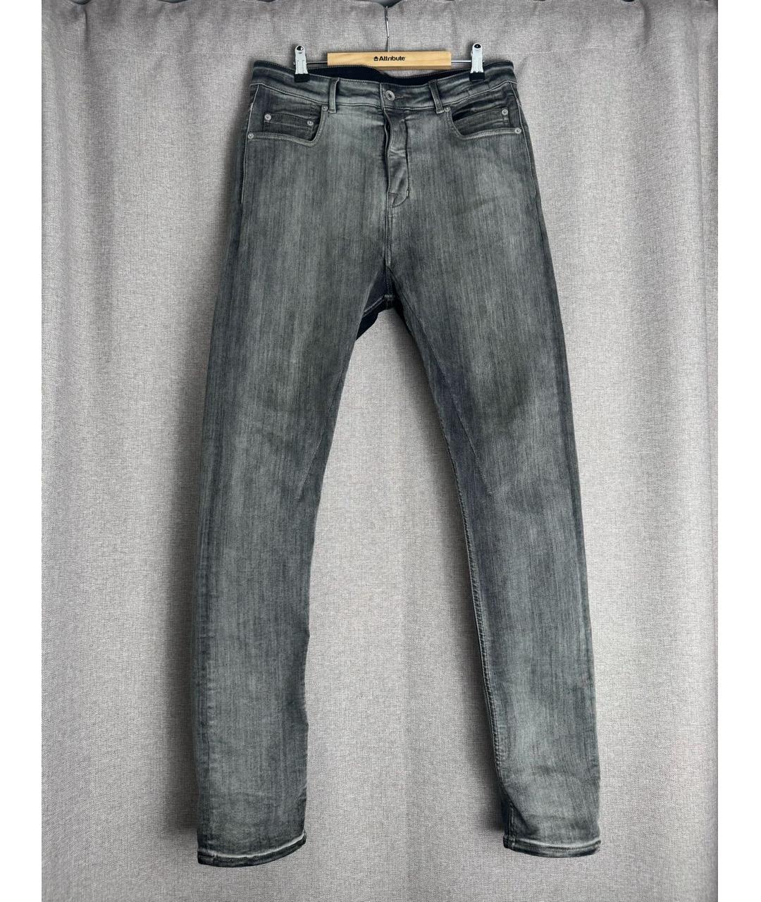 RICK OWENS DRKSHDW Серые хлопко-эластановые джинсы скинни, фото 7