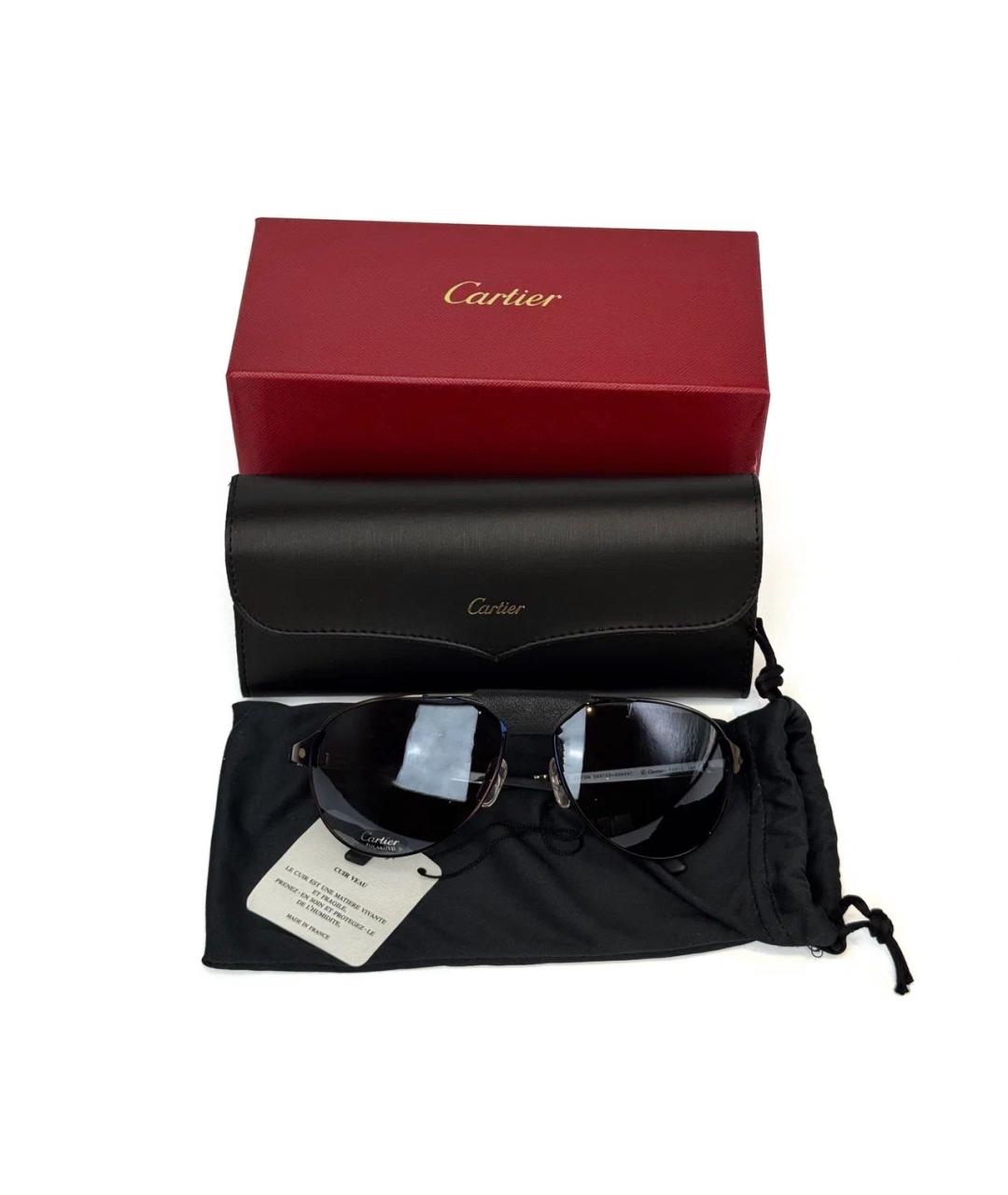 CARTIER Черные металлические солнцезащитные очки, фото 2