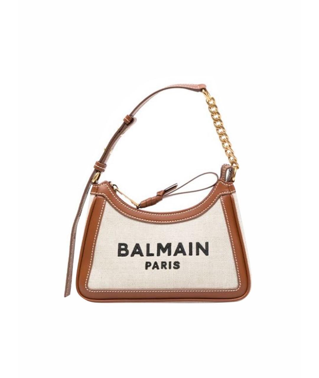 BALMAIN Коричневая тканевая сумка с короткими ручками, фото 1
