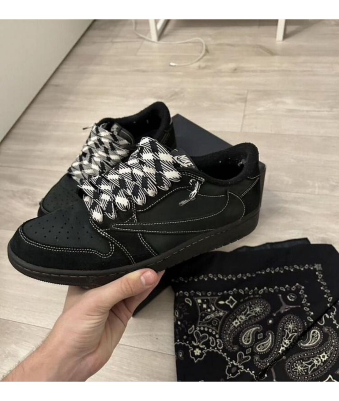 CACTUS JACK BY TRAVIS SCOTT Черные нубуковые низкие кроссовки / кеды, фото 3