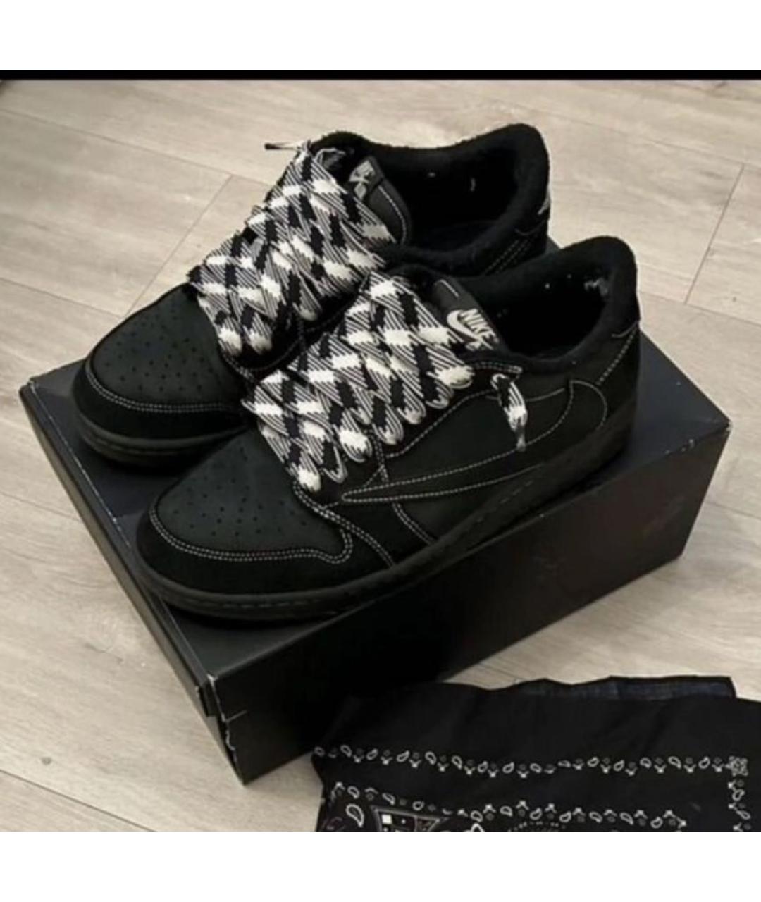 CACTUS JACK BY TRAVIS SCOTT Черные нубуковые низкие кроссовки / кеды, фото 2