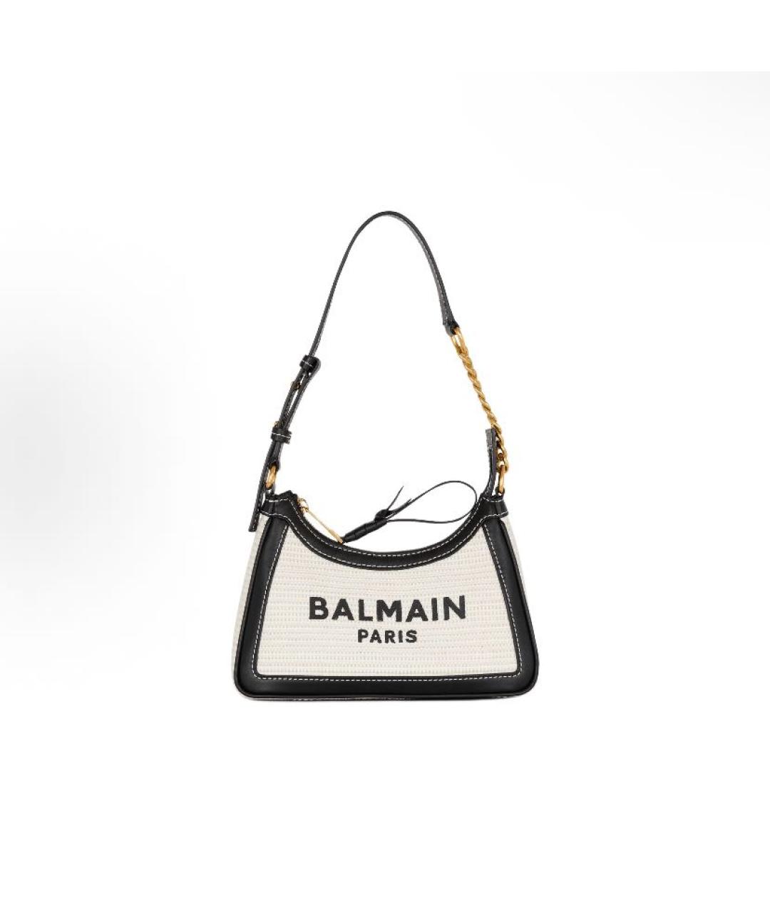 BALMAIN Бежевая тканевая сумка с короткими ручками, фото 5