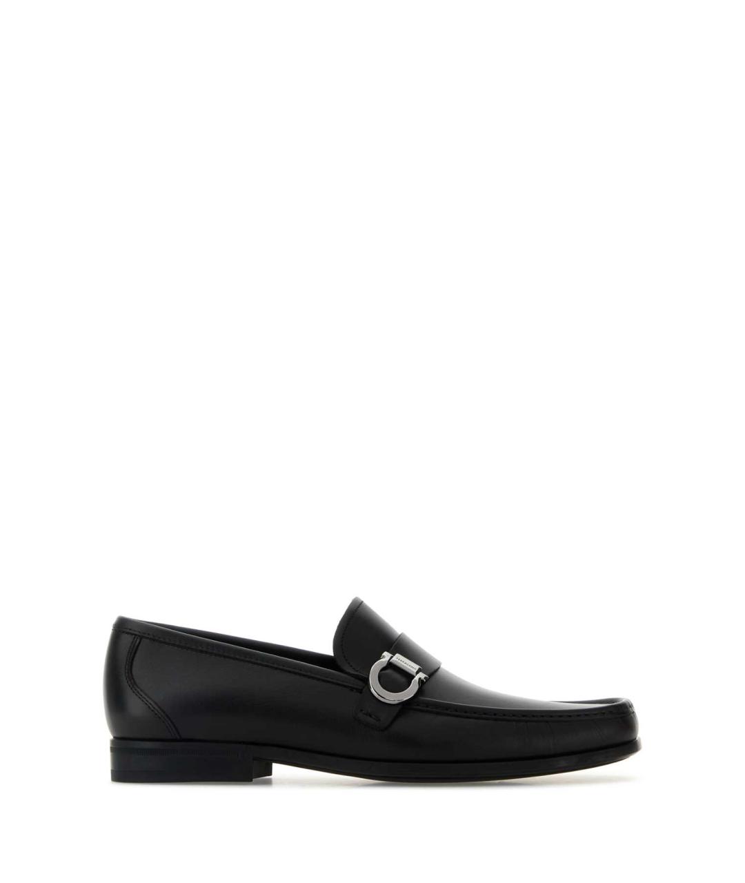 FERRAGAMO Черные кожаные лоферы, фото 1