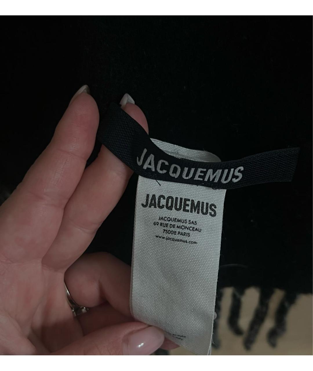 JACQUEMUS Черный шерстяной шарф, фото 3
