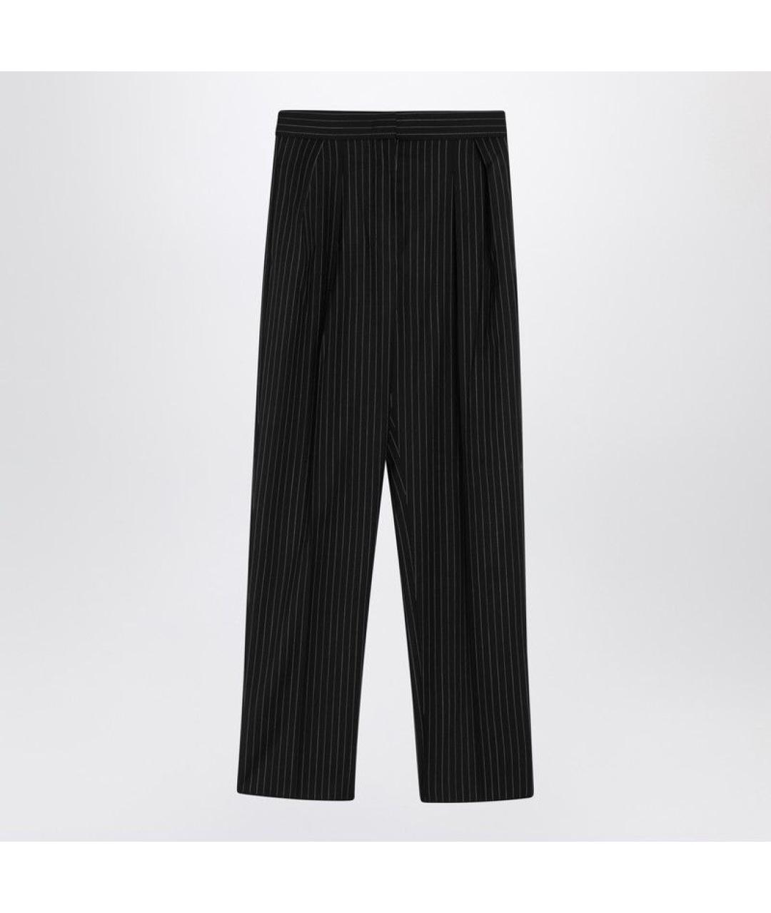 MAX MARA Черные шерстяные прямые брюки, фото 3