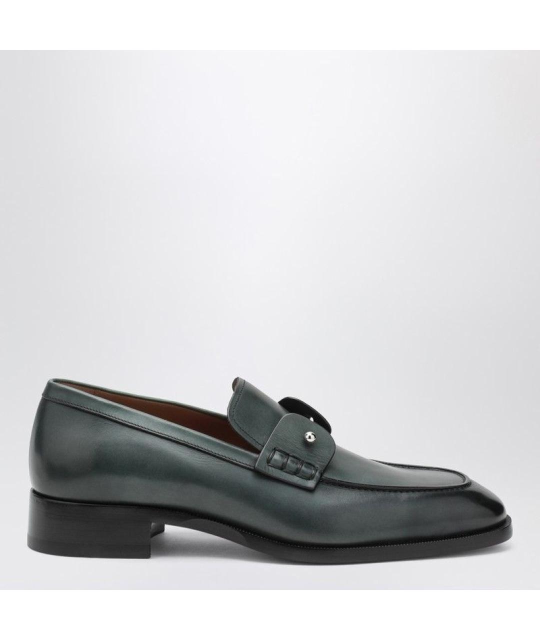 CHRISTIAN LOUBOUTIN Зеленые кожаные лоферы, фото 3