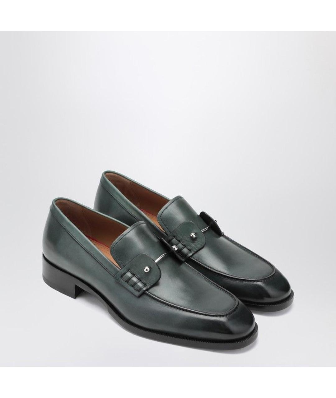 CHRISTIAN LOUBOUTIN Зеленые кожаные лоферы, фото 2