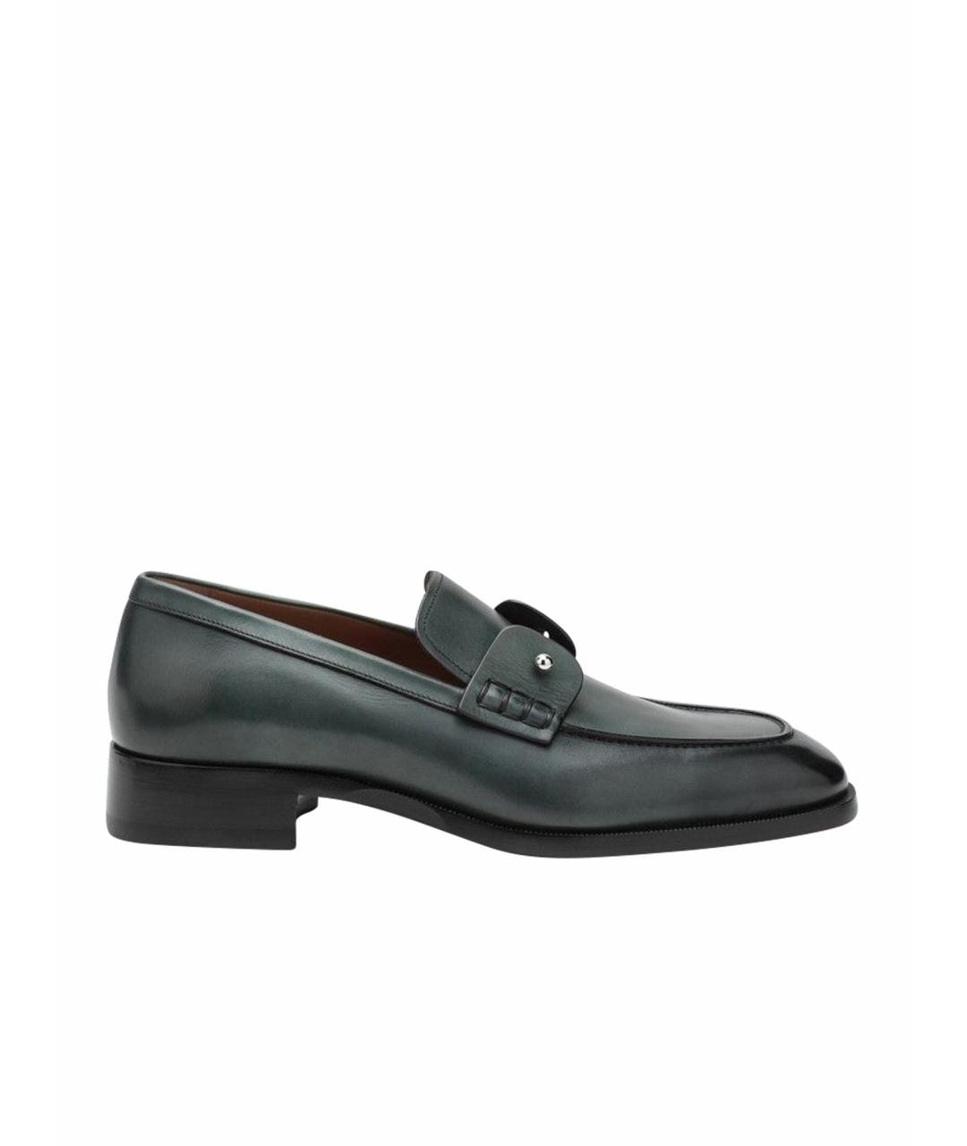 CHRISTIAN LOUBOUTIN Зеленые кожаные лоферы, фото 1
