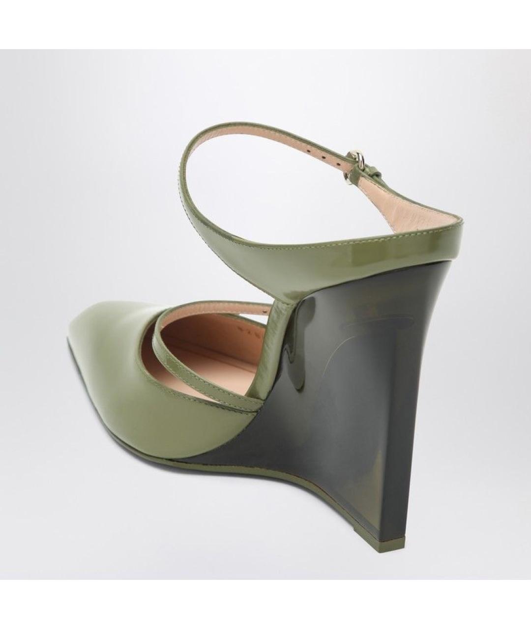 GUCCI Зеленые кожаные мюли, фото 3