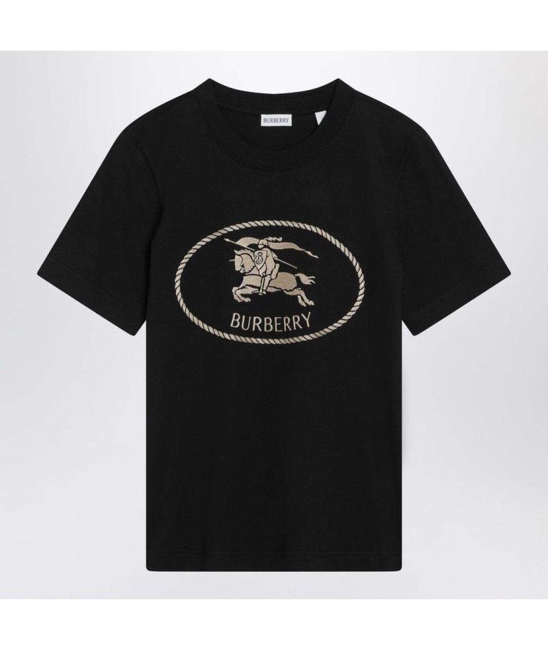 BURBERRY Черная хлопковая футболка, фото 3