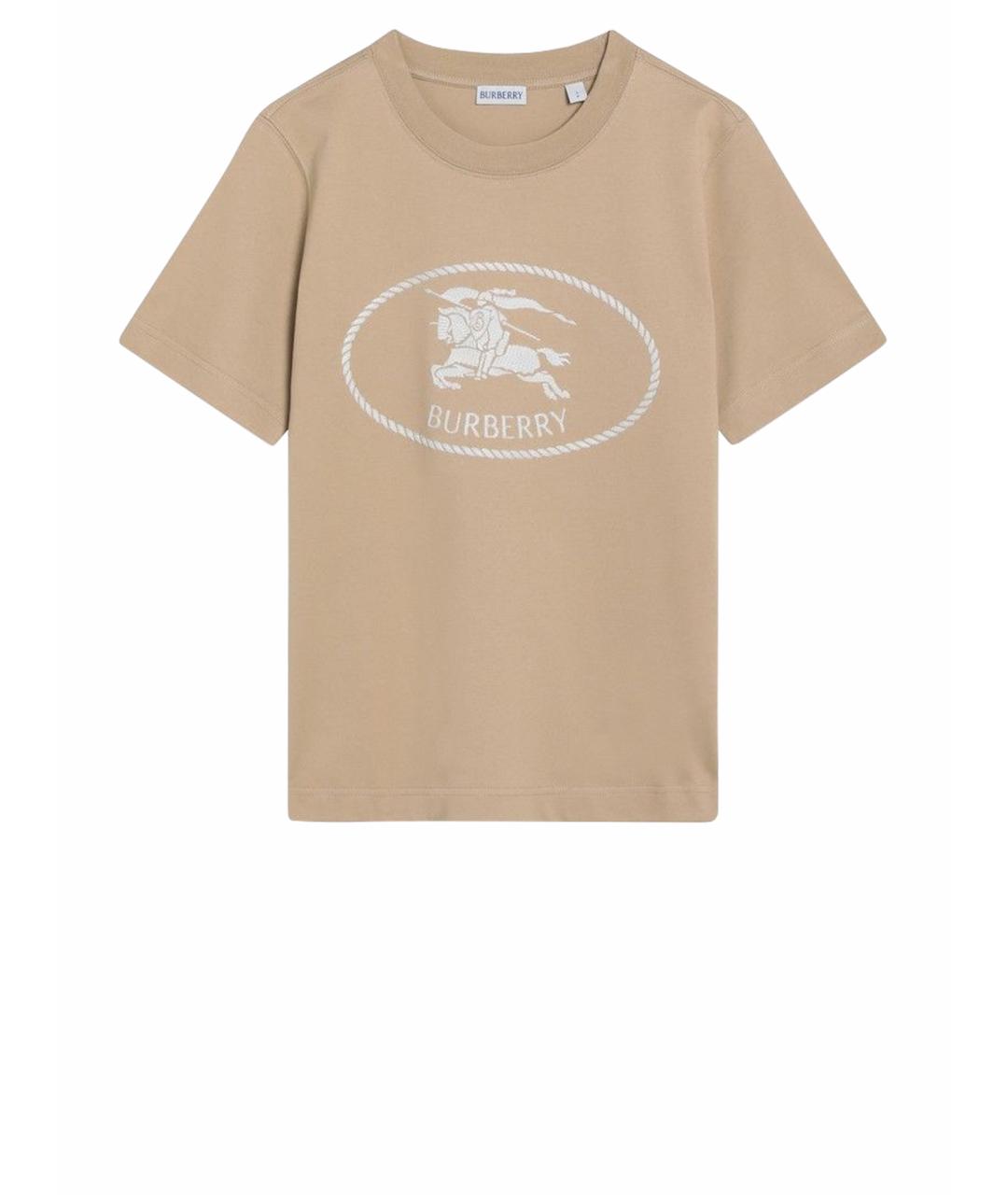 BURBERRY Бежевая хлопковая футболка, фото 1