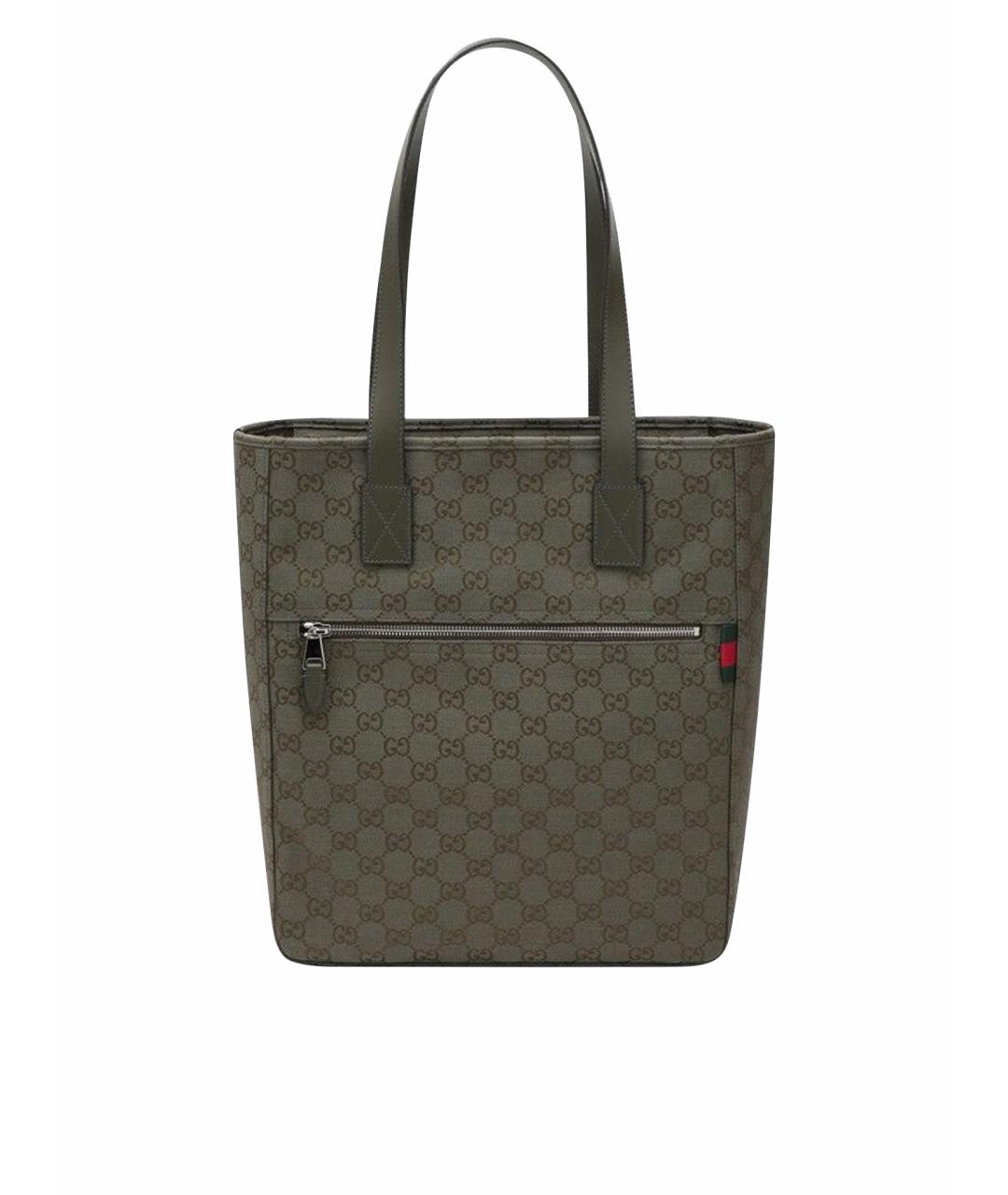 GUCCI Зеленая тканевая сумка тоут, фото 1