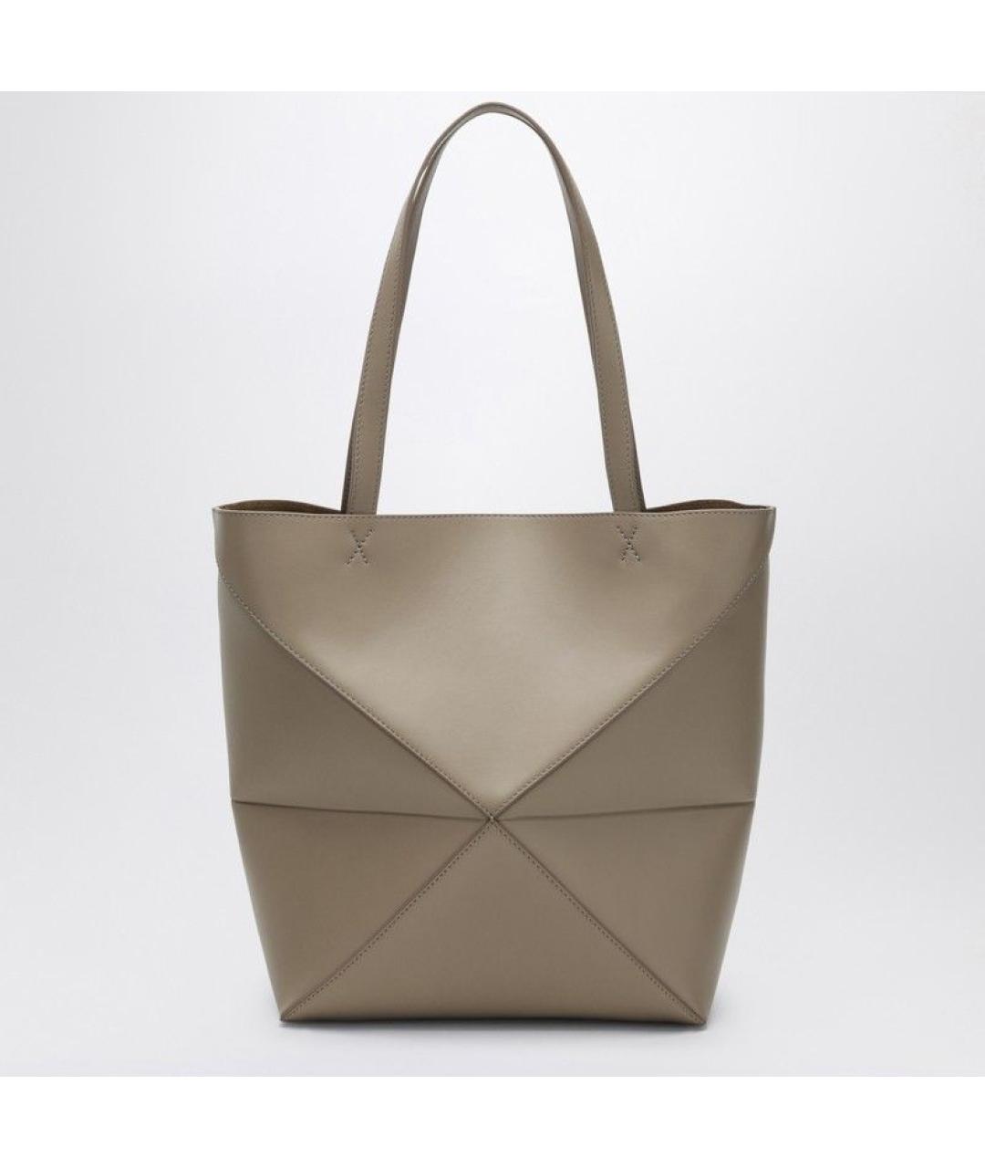LOEWE Бежевая кожаная сумка тоут, фото 2