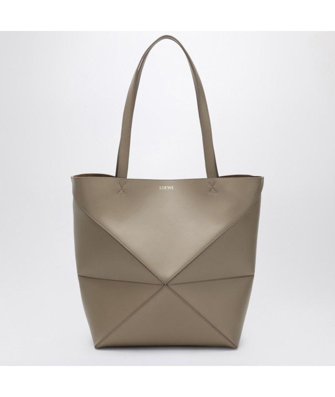 LOEWE Бежевая кожаная сумка тоут, фото 3