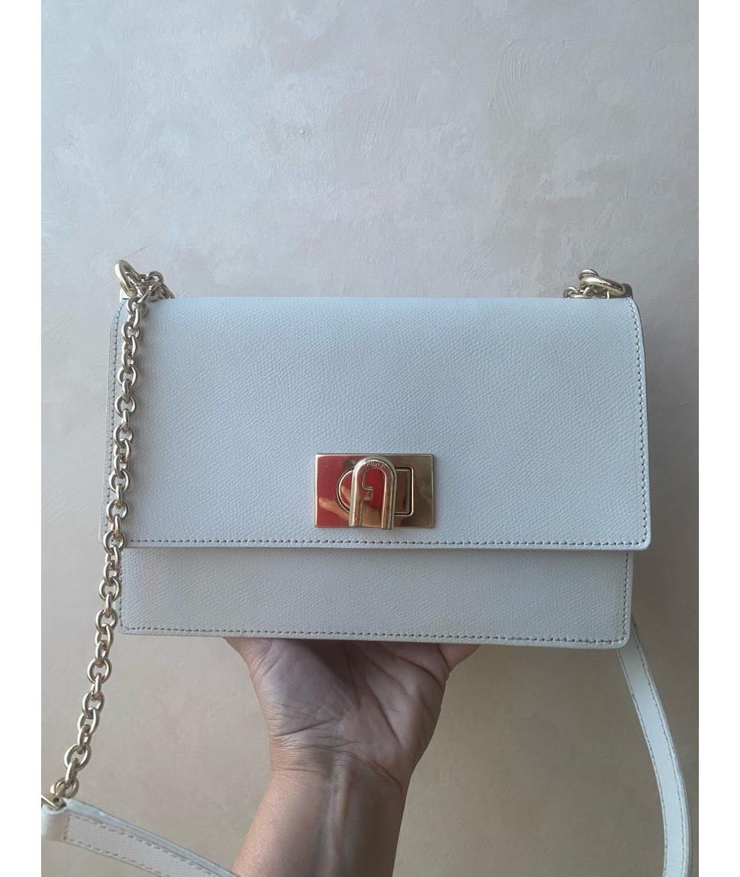 FURLA Белая кожаная сумка через плечо, фото 4