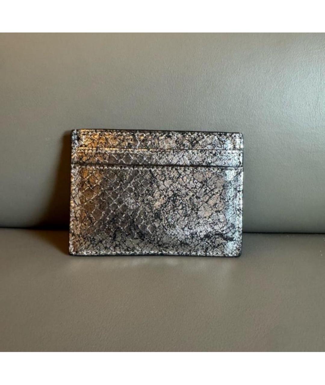 SAINT LAURENT Серебрянный кардхолдер из лакированной кожи, фото 2
