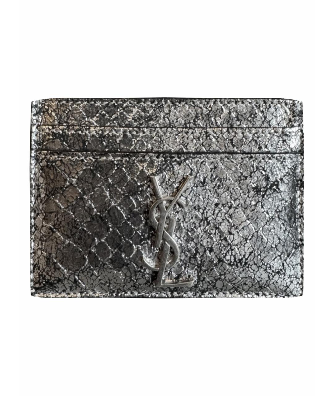 SAINT LAURENT Серебрянный кардхолдер из лакированной кожи, фото 1