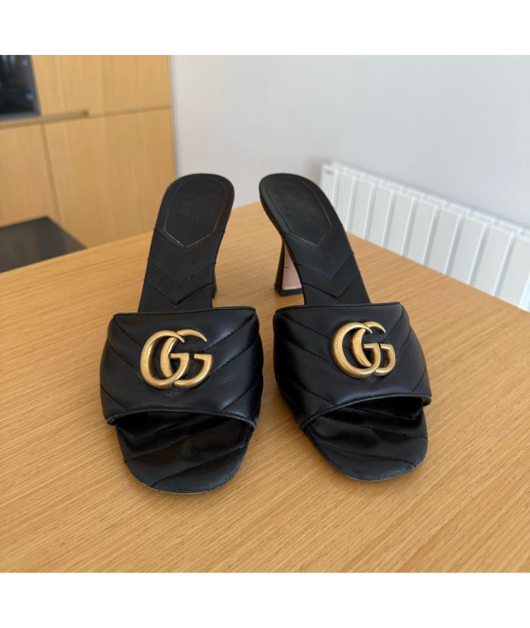 GUCCI Черные кожаные мюли, фото 2