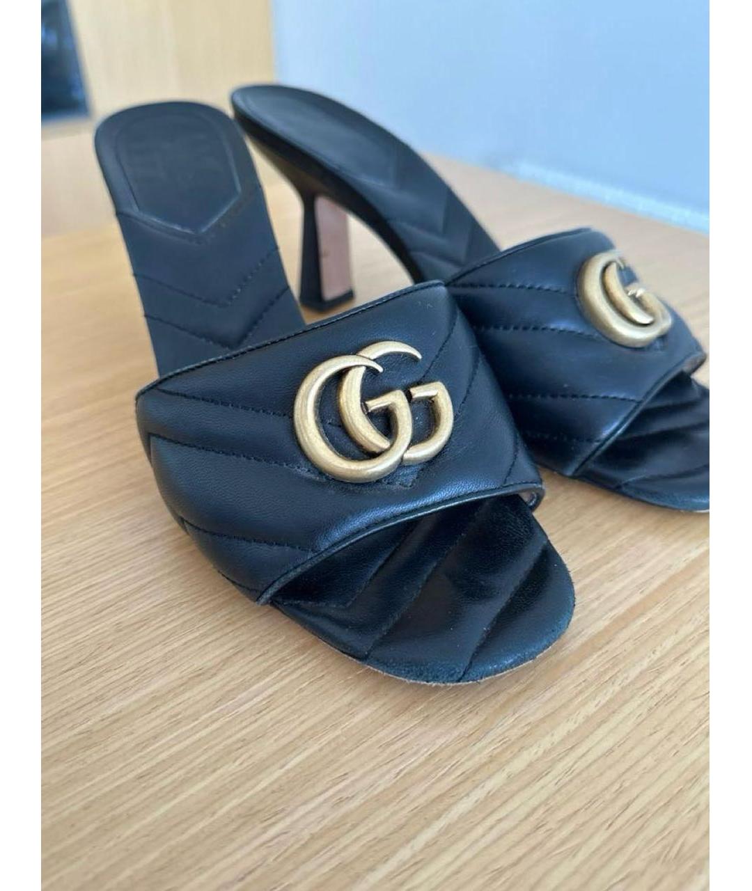 GUCCI Черные кожаные мюли, фото 5