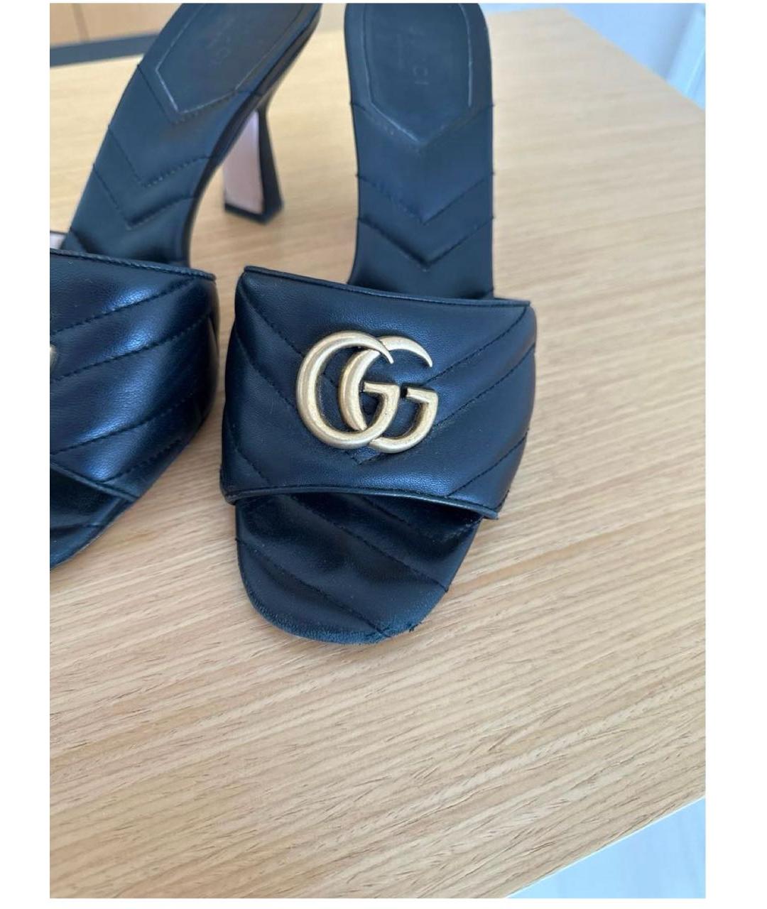 GUCCI Черные кожаные мюли, фото 6