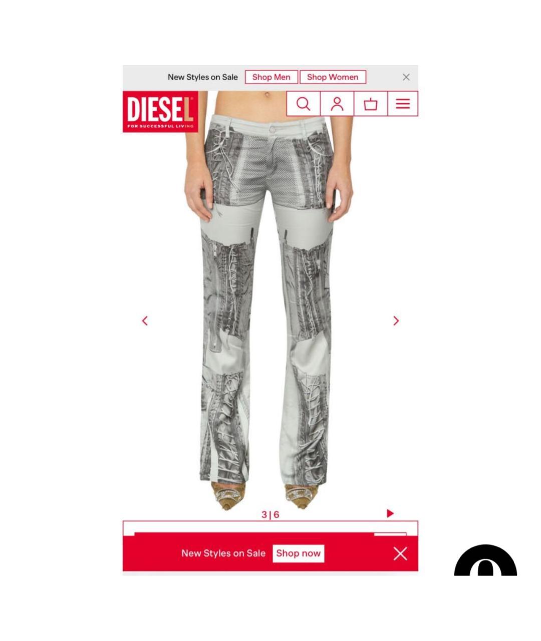 DIESEL Мульти вискозные прямые брюки, фото 4