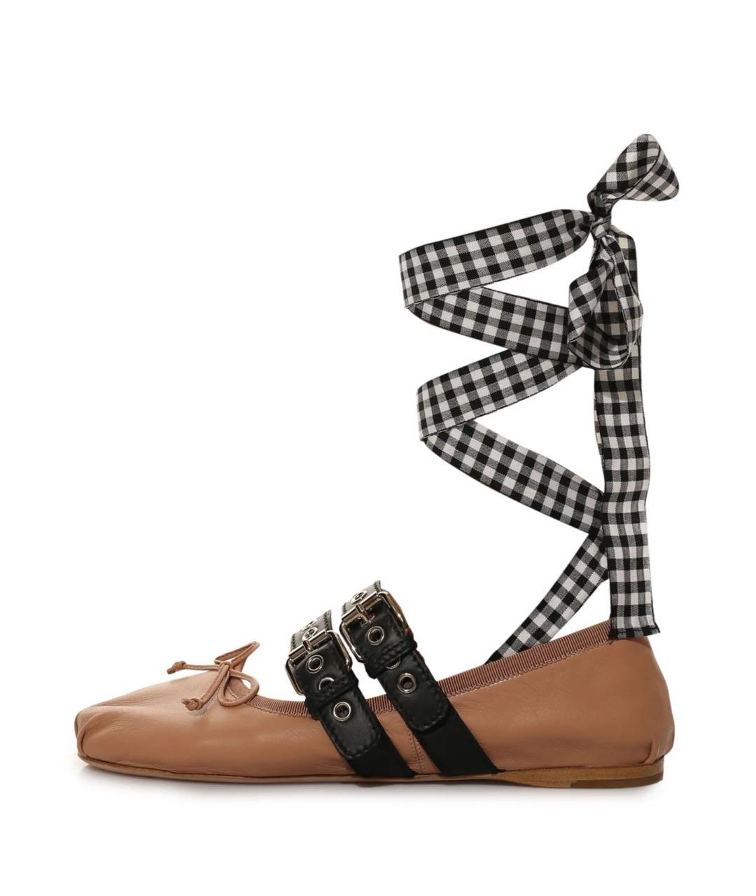 MIU MIU Коралловые кожаные балетки, фото 4