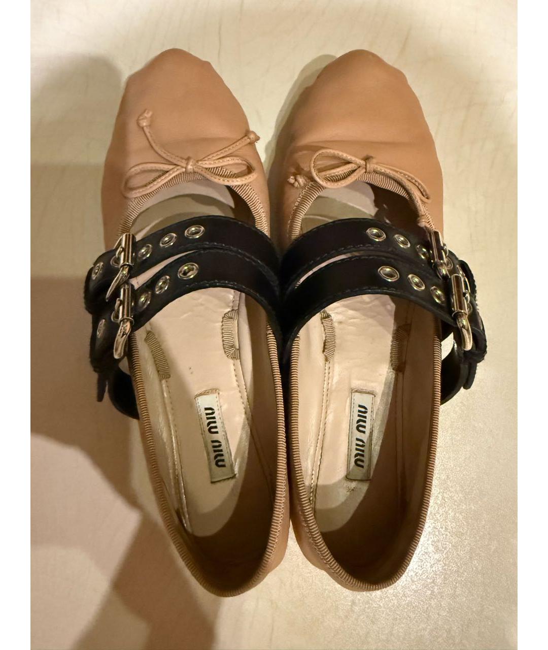 MIU MIU Коралловые кожаные балетки, фото 6