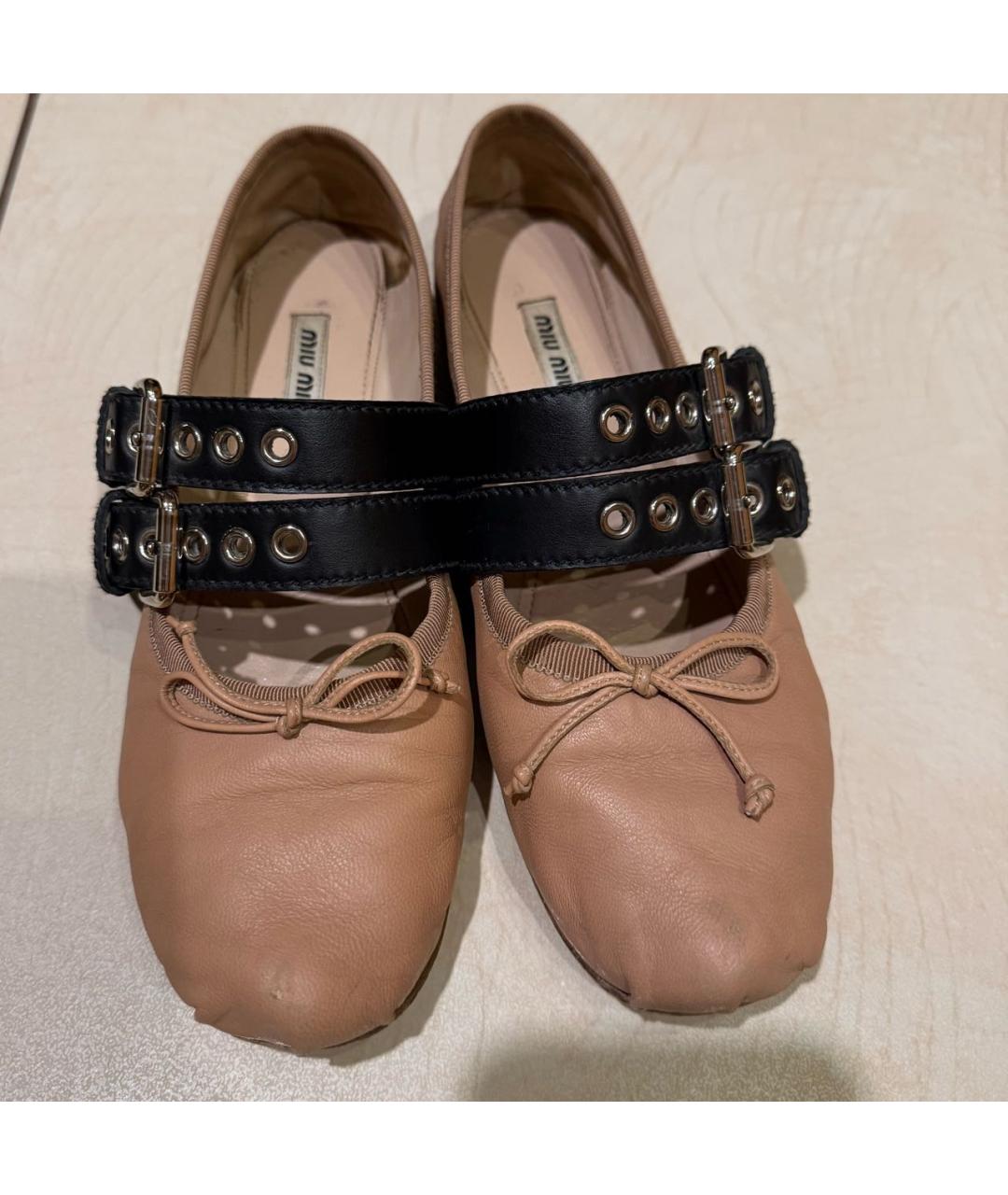MIU MIU Коралловые кожаные балетки, фото 5