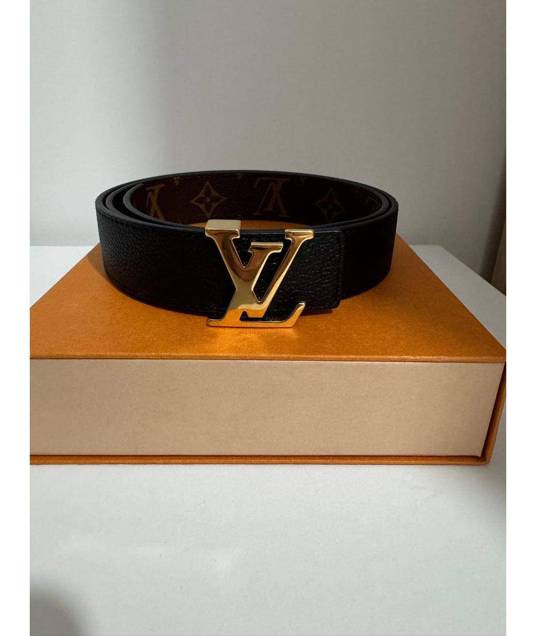 LOUIS VUITTON Черный кожаный ремень, фото 7