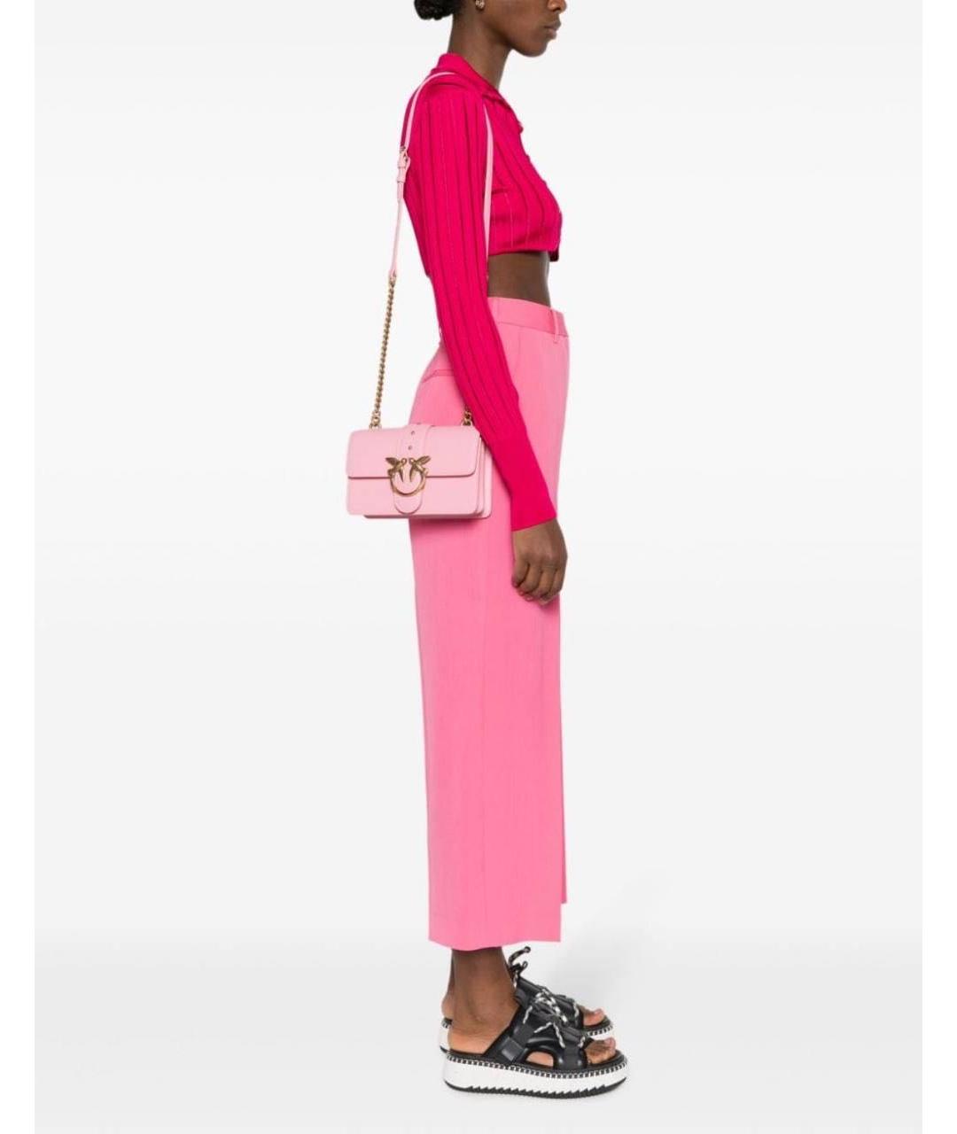 PINKO Розовая кожаная сумка через плечо, фото 3
