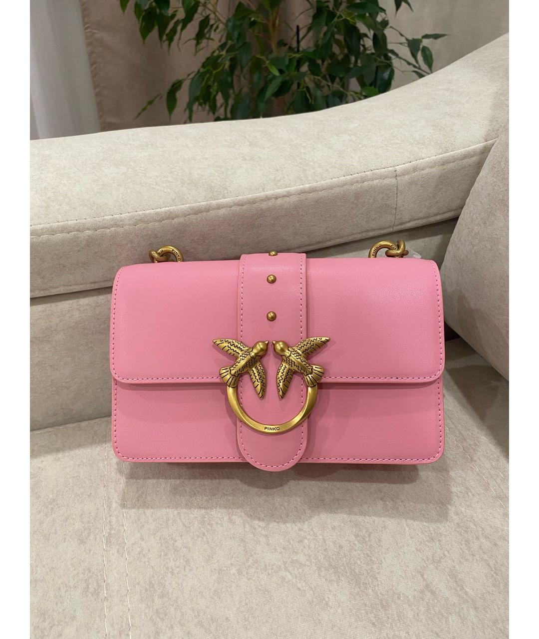 PINKO Розовая кожаная сумка через плечо, фото 4