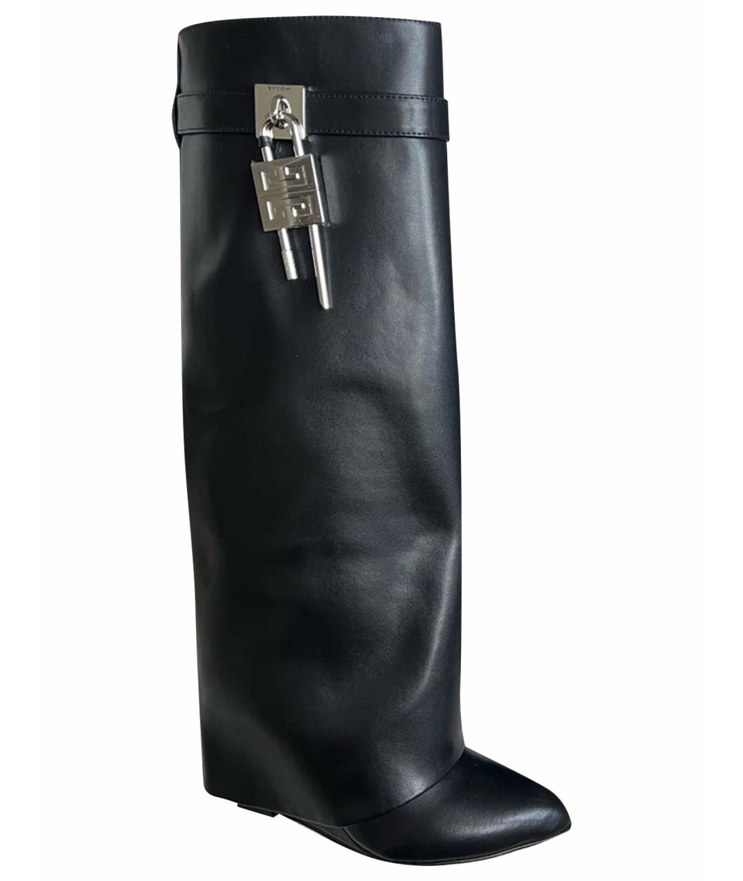 GIVENCHY Черные кожаные сапоги, фото 1
