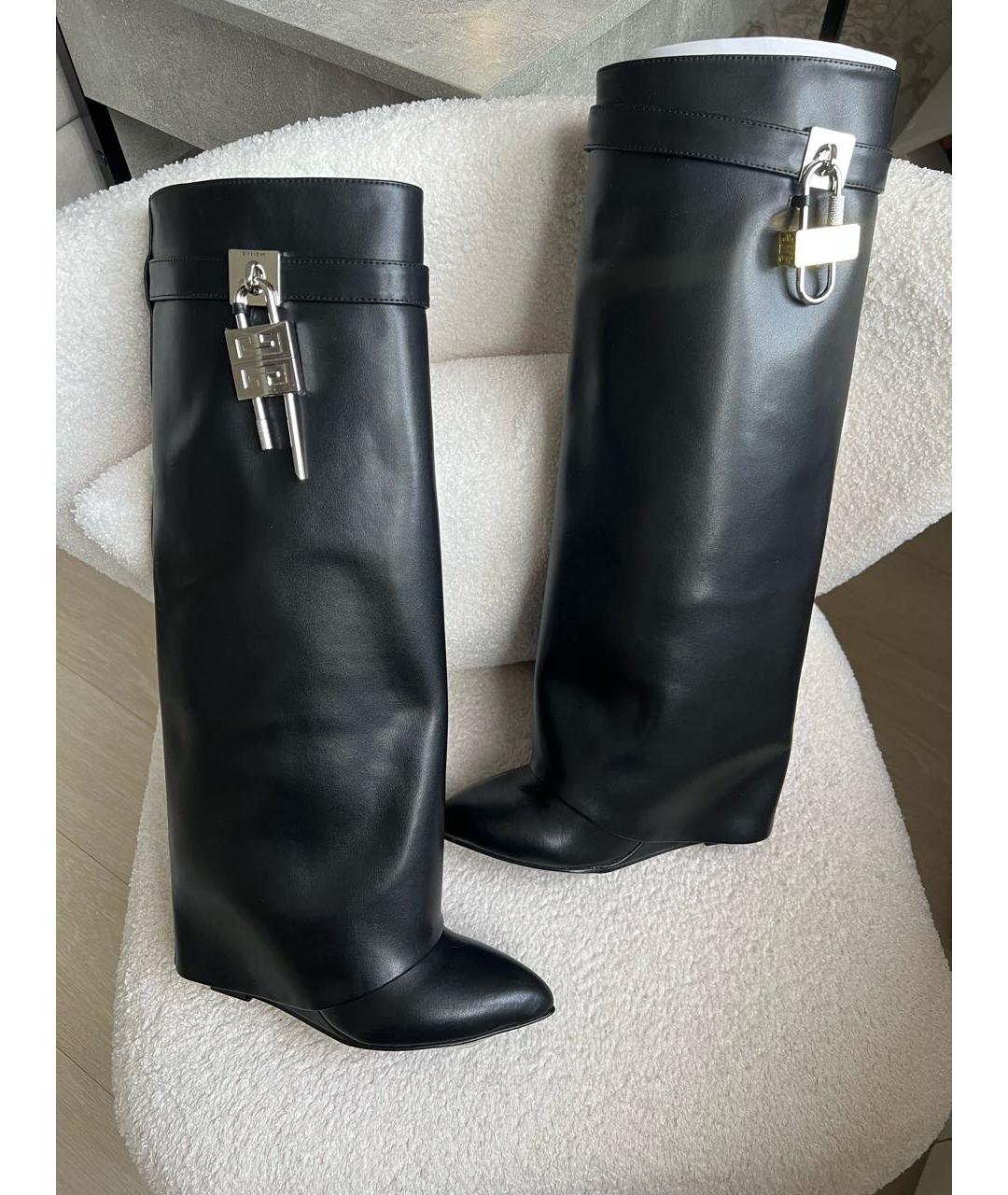GIVENCHY Черные кожаные сапоги, фото 2