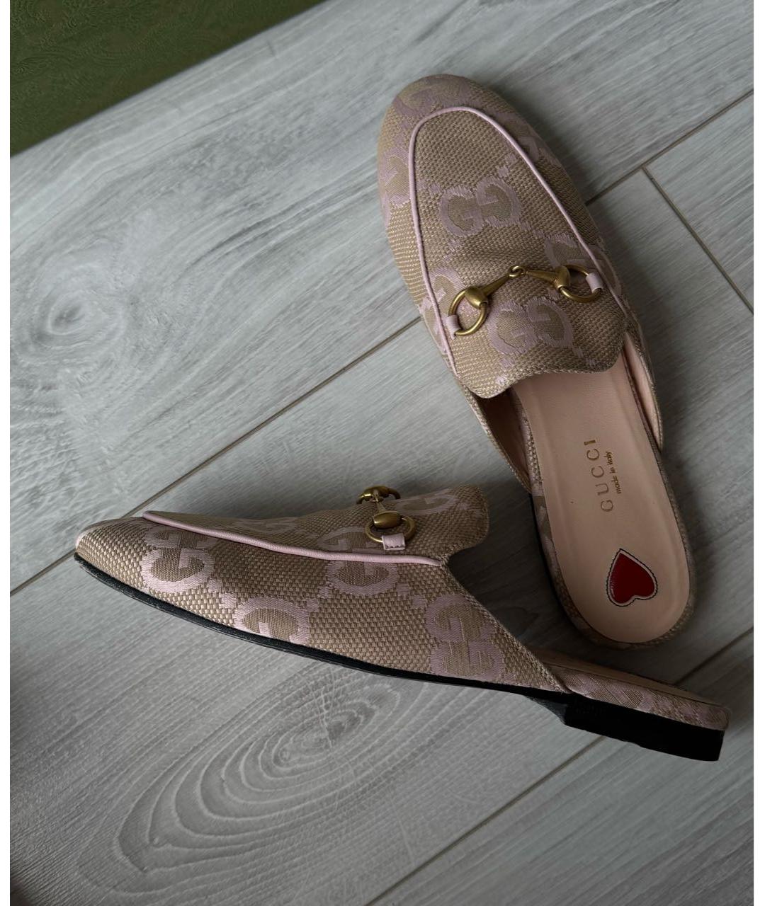 GUCCI Бежевые текстильные мюли, фото 7