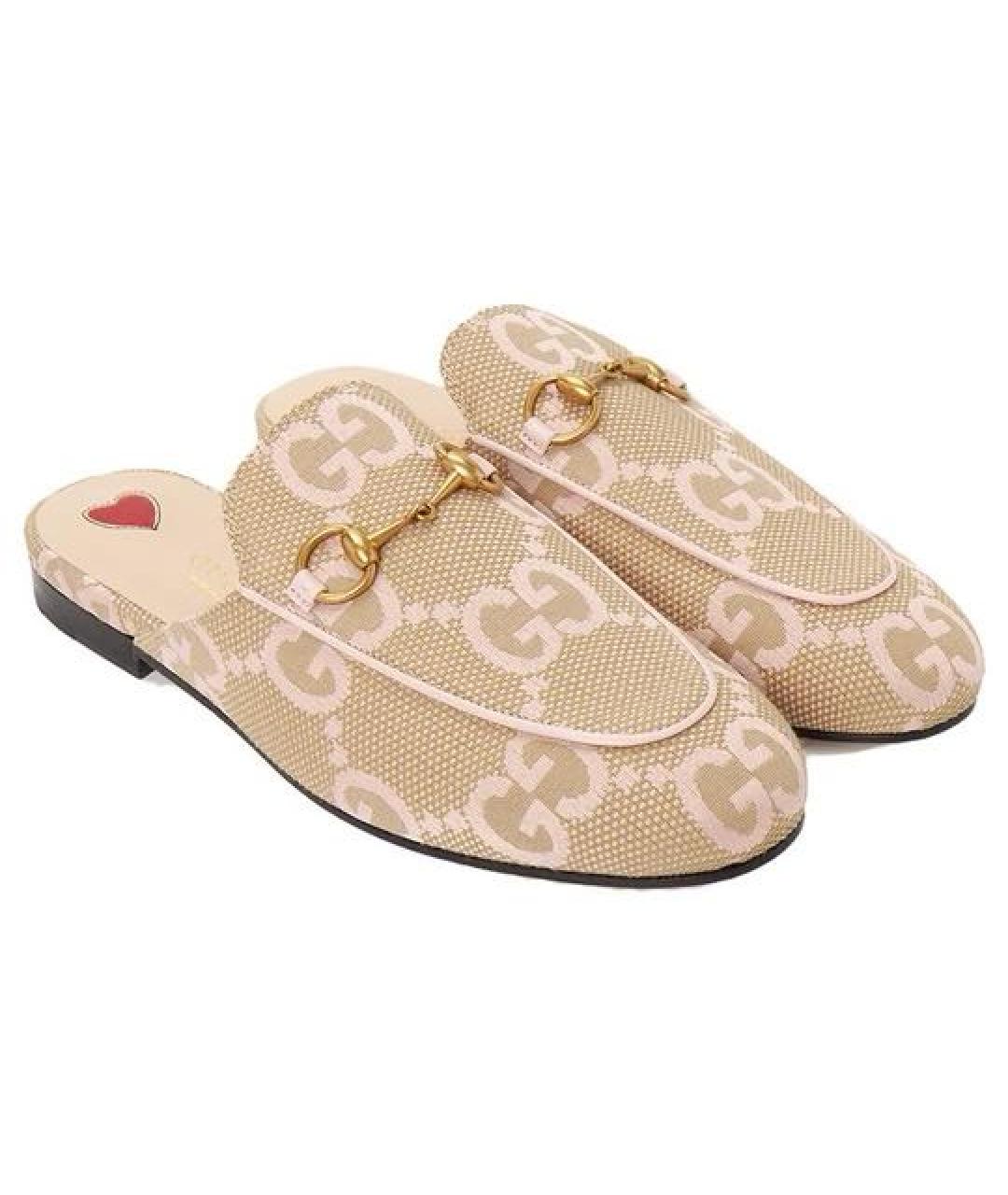 GUCCI Бежевые текстильные мюли, фото 2