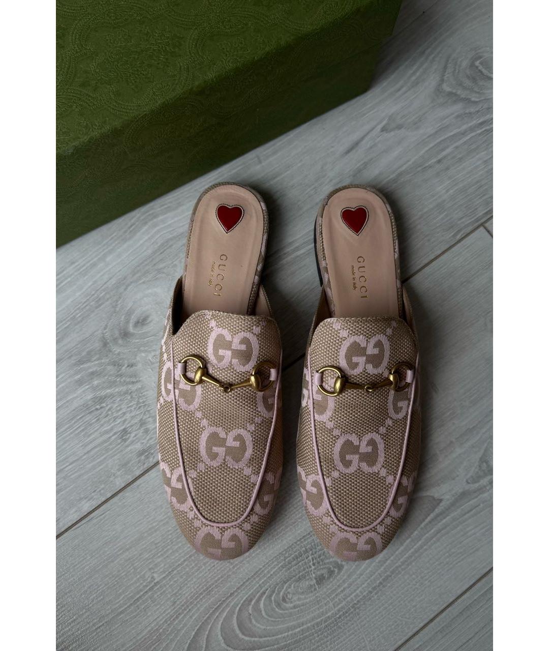 GUCCI Бежевые текстильные мюли, фото 3