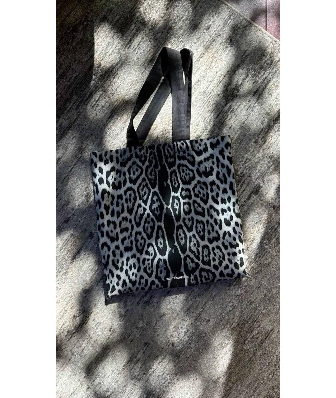 SAINT LAURENT Серая тканевая сумка тоут, фото 5