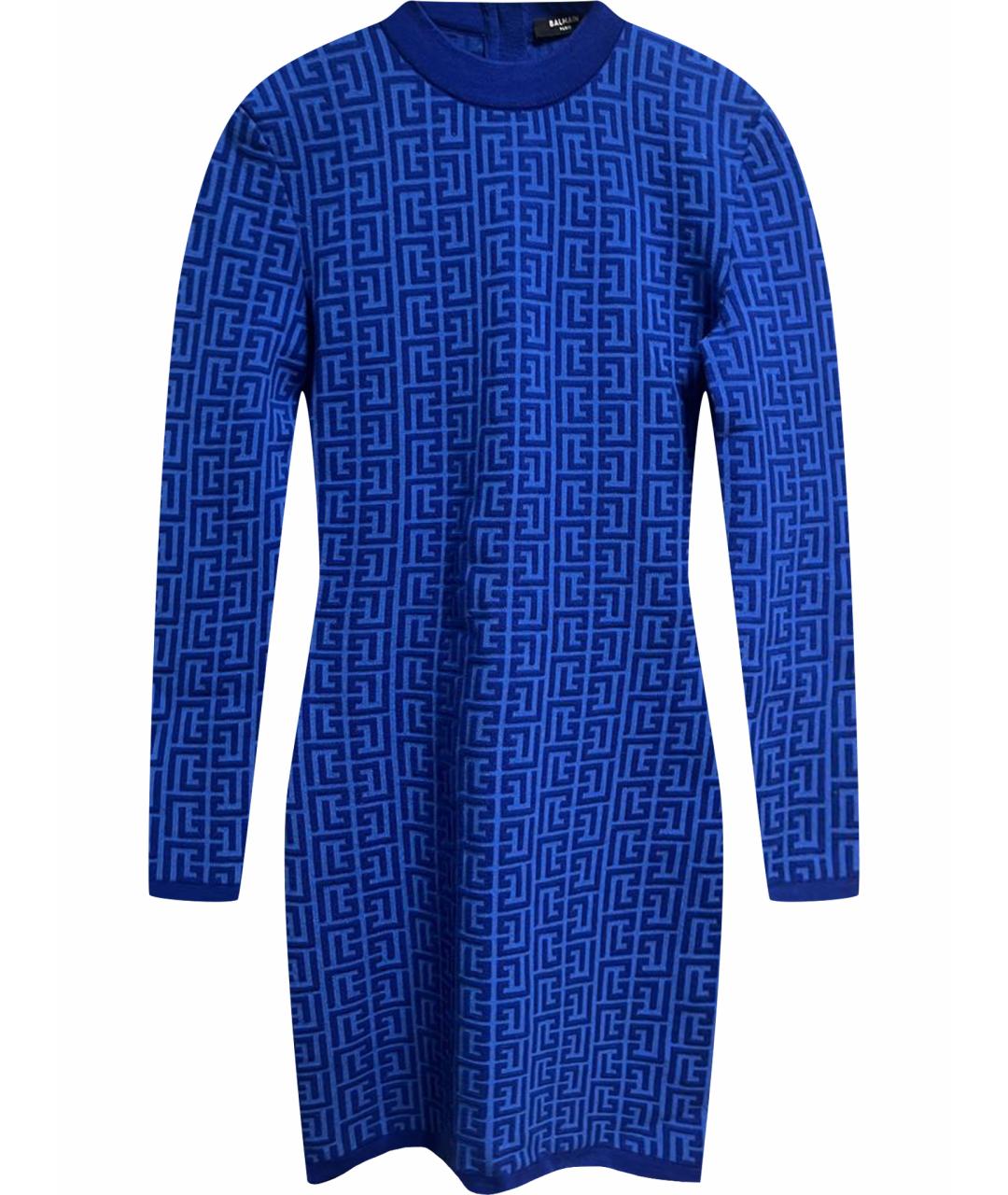 BALMAIN Синее шерстяное повседневное платье, фото 1