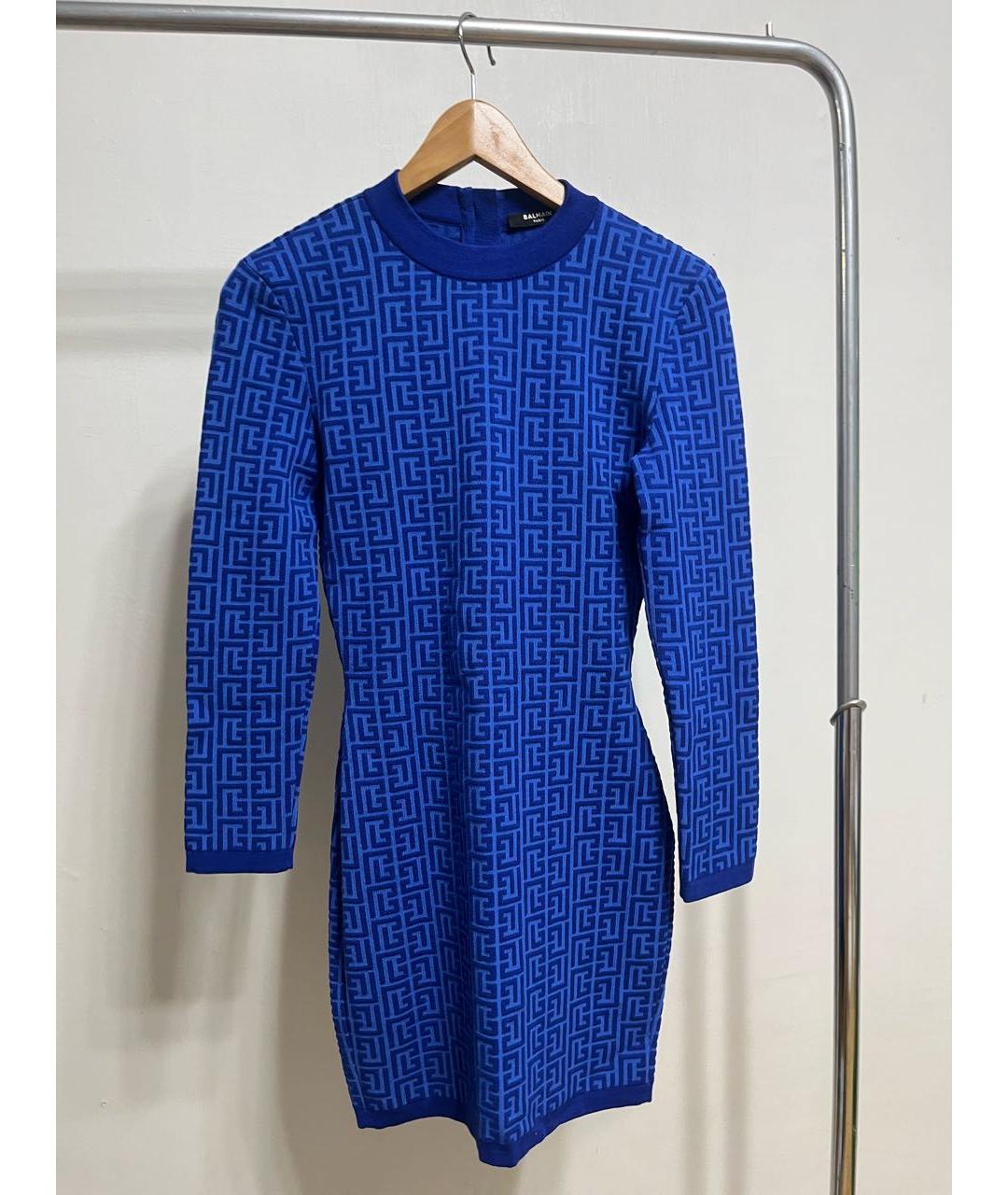 BALMAIN Синее шерстяное повседневное платье, фото 7