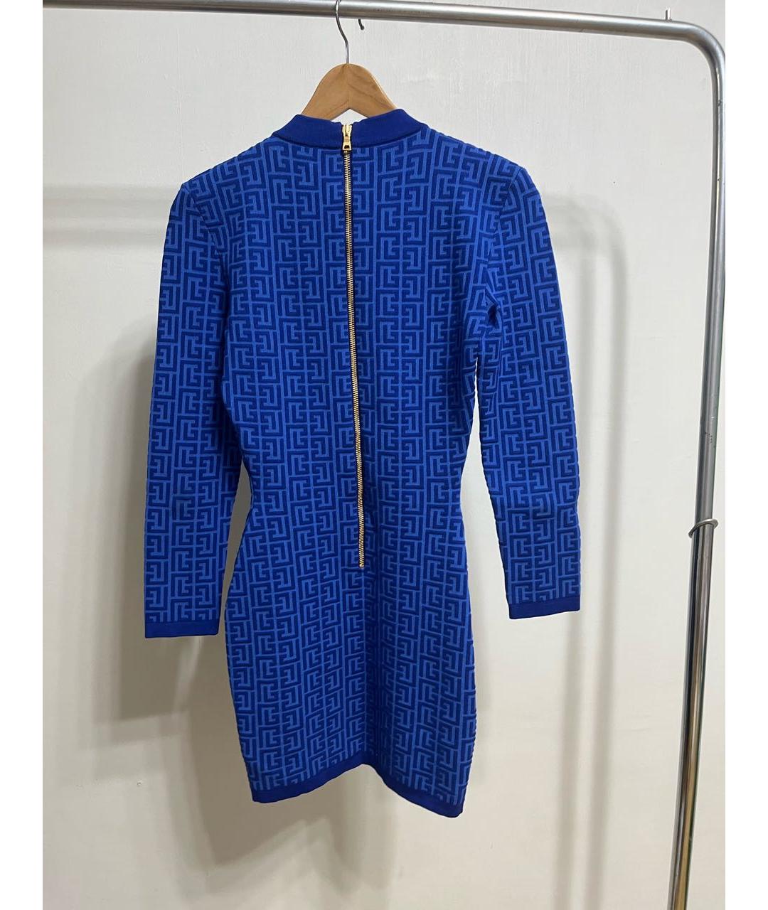BALMAIN Синее шерстяное повседневное платье, фото 2