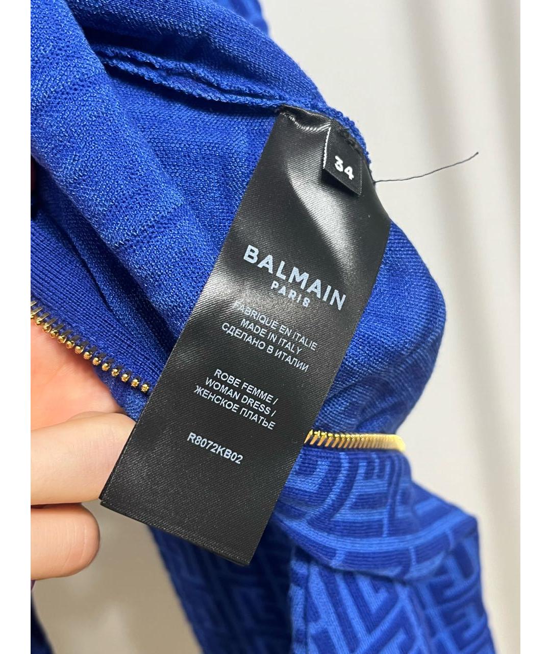 BALMAIN Синее шерстяное повседневное платье, фото 3
