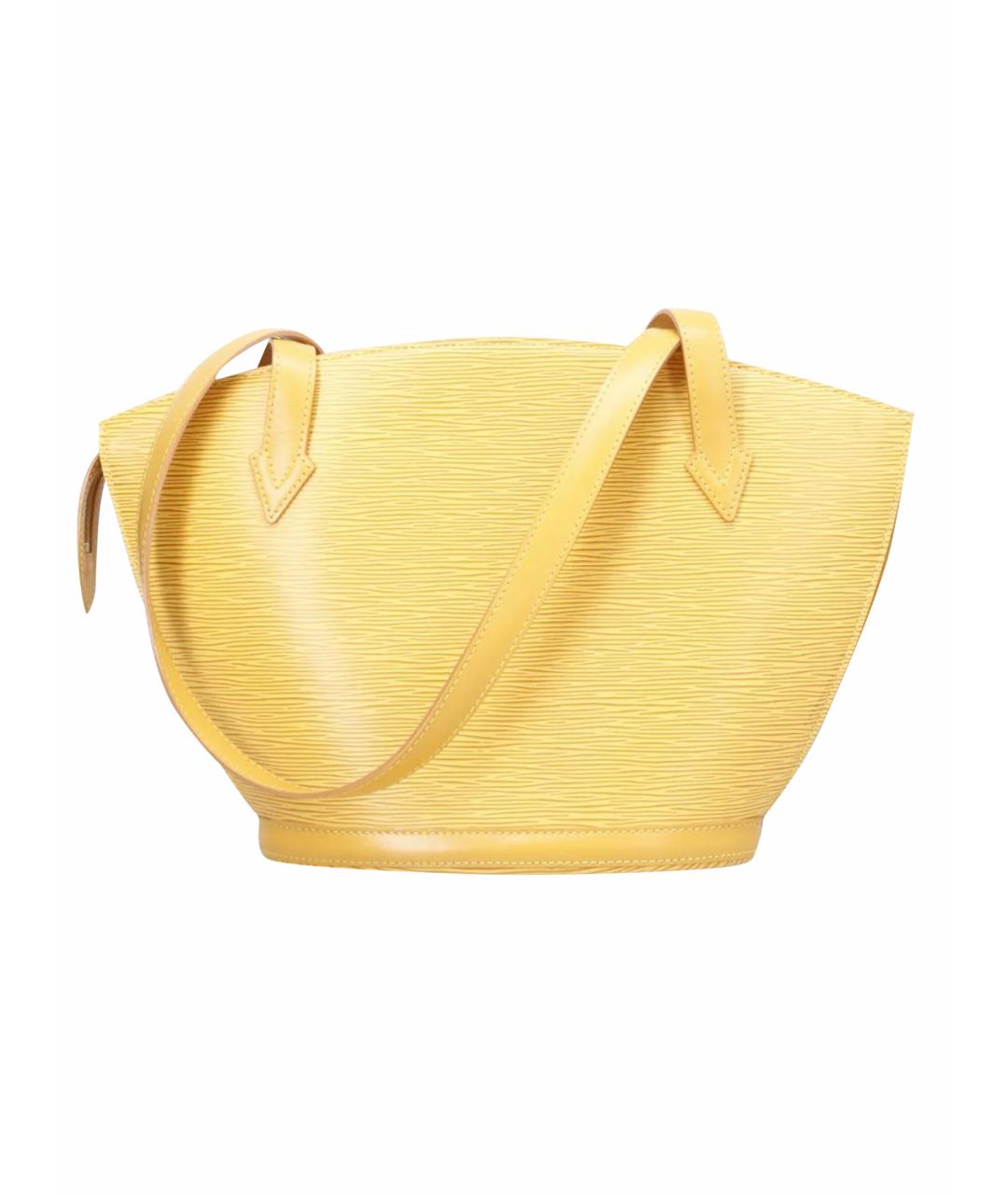 LOUIS VUITTON Желтая кожаная сумка тоут, фото 15